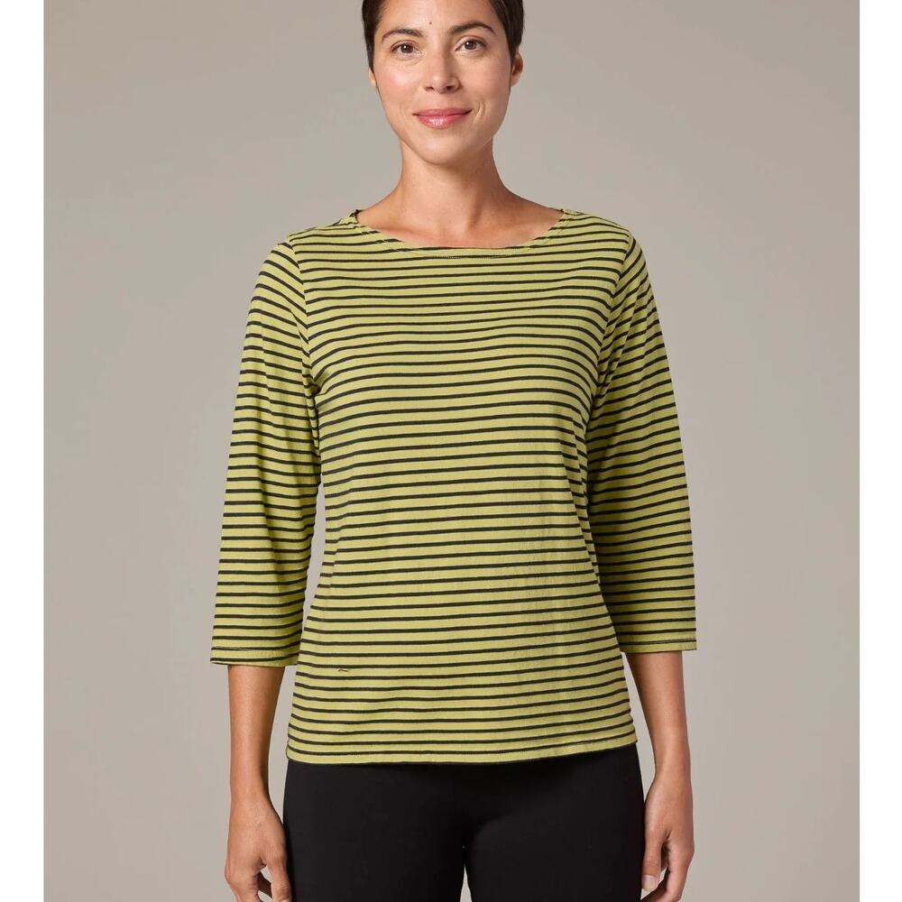 CUT LOOSE Stripe 3/4 Sleeve Boatneck Tee - 0985060
